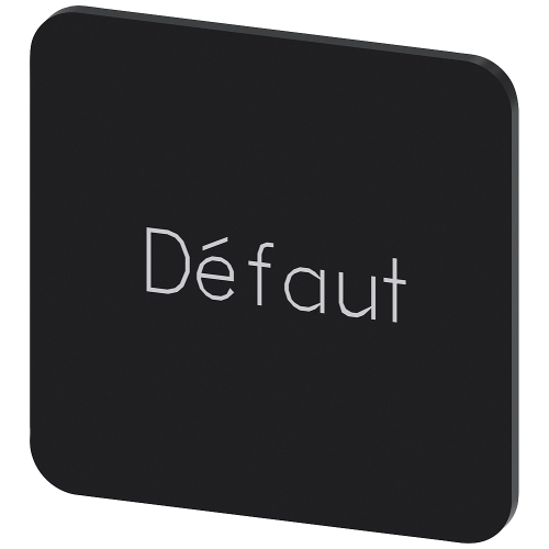 Labeling plate for gluing on enclosure, label size 22x22 mm, black label, white font, with inscription: Defaut