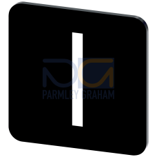 Labeling plate for gluing on enclosure, label size 22x22 mm, black label, white font, with graphic s