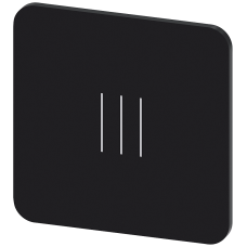 Labeling plate for gluing on enclosure, label size 22x22 mm, black label, white font, with graphic symbol: III