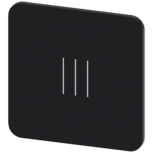 Labeling plate for gluing on enclosure, label size 22x22 mm, black label, white font, with graphic symbol: III