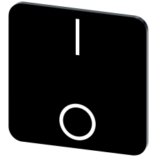 Labeling plate for gluing on enclosure, label size 22x22 mm, black label, white font, with graphic symbol: I O