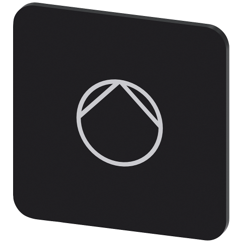 Labeling plate for gluing on enclosure, label size 22x22 mm, black label, white font, with inscription: Pump