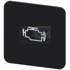 Labeling plate for gluing on enclosure, label size 22x22 mm, black label, white font, with inscription: motor