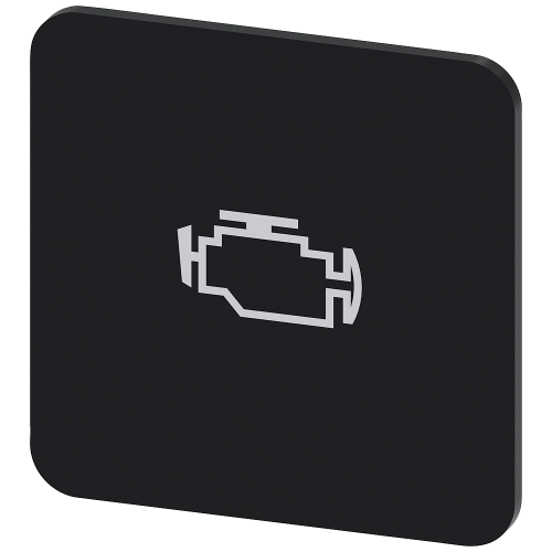 Labeling plate for gluing on enclosure, label size 22x22 mm, black label, white font, with inscription: motor