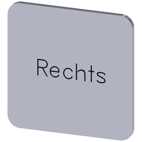 Labeling plate for gluing on enclosure, label size 22x22mm, silver label, black font, with inscription: Right