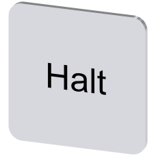 Labeling plate for gluing on enclosure, label size 22x22mm, silver label, black font, with inscription: Stop