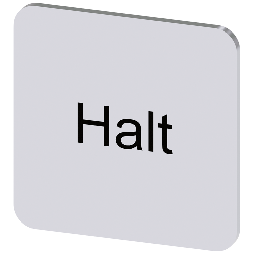 Labeling plate for gluing on enclosure, label size 22x22mm, silver label, black font, with inscription: Stop