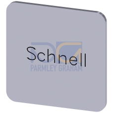 Labeling plate for gluing on enclosure, label size 22x22mm, silver label, black font, with inscription: fast