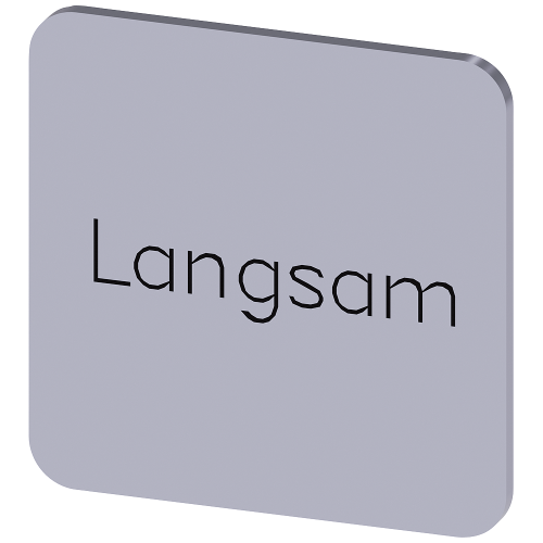 Labeling plate for gluing on enclosure, label size 22x22mm, silver label, black font, with inscription: slow