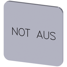 Labeling plate for gluing on enclosure, label size 22x22mm, silver label, black font, with inscription: emergency stop