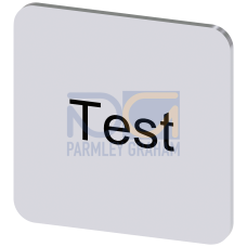 Labeling plate for gluing on enclosure, label size 22x22mm, silver label, black font, with inscription: test
