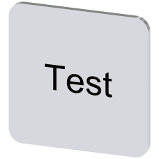 Labeling plate for gluing on enclosure, label size 22x22mm, silver label, black font, with inscription: test