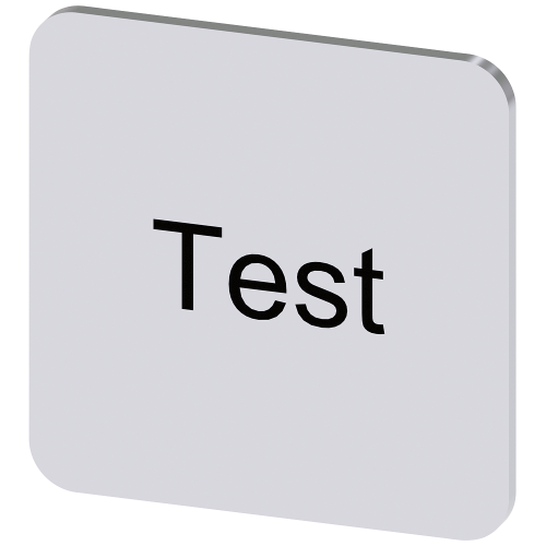 Labeling plate for gluing on enclosure, label size 22x22mm, silver label, black font, with inscription: test
