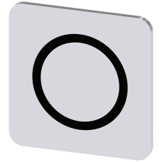 Labeling plate for gluing on enclosure, label size 22x22mm, silver label, black font, with graphic symbol: O