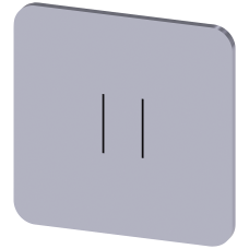 Labeling plate for gluing on enclosure, label size 22x22mm, silver label, black font, with graphic symbol: II