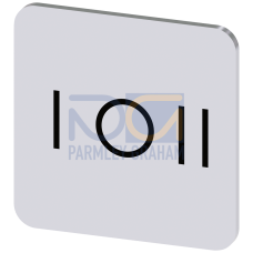 Labeling plate for gluing on enclosure, label size 22x22mm, silver label, black font, with graphic symbol: I O II