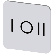 Labeling plate for gluing on enclosure, label size 22x22mm, silver label, black font, with graphic symbol: I O II