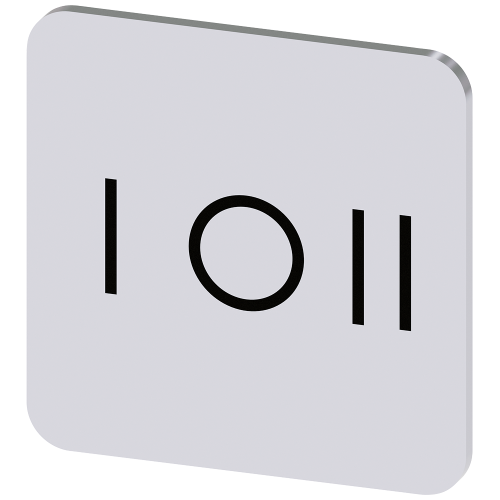 Labeling plate for gluing on enclosure, label size 22x22mm, silver label, black font, with graphic symbol: I O II