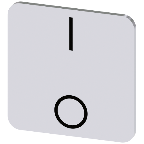Labeling plate for gluing on enclosure, label size 22x22mm, silver label, black font, with graphic symbol: I O (one below the other)