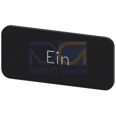 Labeling plate for snapping on or gluing to label holder, label size 12.5x27mm, black label, white font, with inscription: On