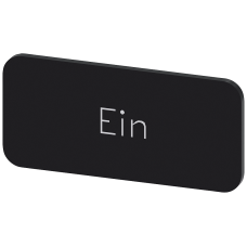 Labeling plate for snapping on or gluing to label holder, label size 12.5x27mm, black label, white font, with inscription: On