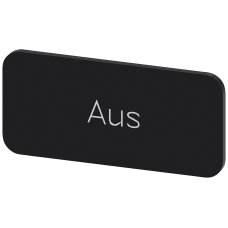 Labeling plate for snapping on or gluing to label holder, label size 12.5x27mm, black label, white font, with inscription: Off