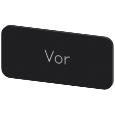 Labeling plate for snapping on or gluing to label holder, label size 12.5x27mm, black label, white font, with inscription: Forward