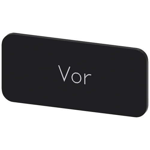 Labeling plate for snapping on or gluing to label holder, label size 12.5x27mm, black label, white font, with inscription: Forward