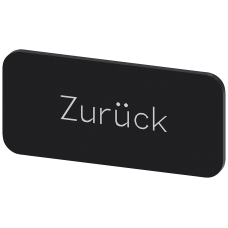 Labeling plate for snapping on or gluing to label holder, label size 12.5x27mm, black label, white font, with inscription: Back