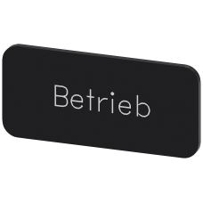 Labeling plate for snapping on or gluing to label holder, label size 12.5x27mm, black label, white font, with inscription: operation