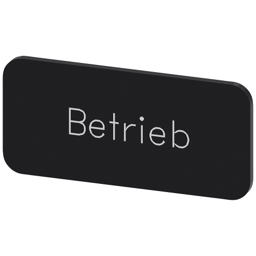 Labeling plate for snapping on or gluing to label holder, label size 12.5x27mm, black label, white font, with inscription: operation