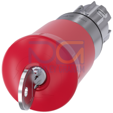 EMERGENCY STOP mushroom pushbutton, 22 mm, round, metal, shiny, red, 40 mm, with lock BKS, lock number S1, positive latching, acc. to EN ISO 13850, key-operated release