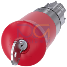 Emergency stop mushroom pushbutton, 22 mm, round, metal, high gloss, red, with BKS lock