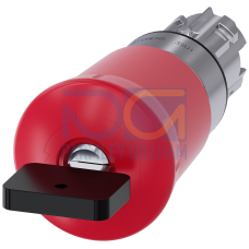Emergency stop mushroom pushbutton, 22 mm, round, metal, shiny, red, with Siemens lock