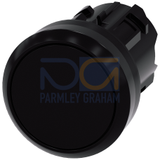 Pushbutton, 22 mm, round, plastic, black, pushbutton, flat, momentary contact type, with laser labeling, upper case and lower case, always upper ca...