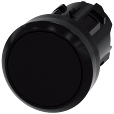 Black - Plastic push button with flat button, momentary Contact