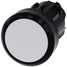 White - Plastic push button with flat button, momentary Contact