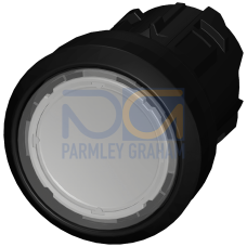 Pushbutton, 22 mm, round, plastic, clear, pushbutton, flat momentary contact type, with laser labeling, upper case and lower case, always upper cas...