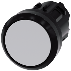 Pushbutton, 22 mm, round, plastic, gray, pushbutton, flat, momentary contact type