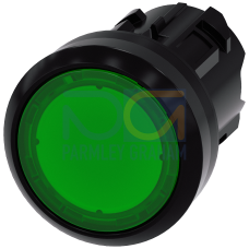 Indicator light in illuminated pushbutton design, 22 mm, round, plastic, green, with laser labeling, lower case