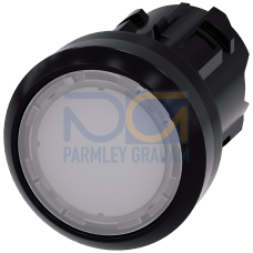 Illuminated pushbutton, 22 mm, round, plastic, white, pushbutton, flat, latching, Push-to-release mechanism, with laser labeling, upper case and lo...