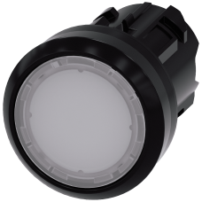 White - Plastic illuminated push button with flat button, momentary Contact