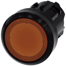 Illuminated pushbutton, 22 mm, round, plastic, amber, pushbutton, flat momentary contact type