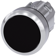 Pushbutton, 22 mm, round, metal, high gloss, black, button