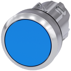 Pushbutton, 22 mm, round, metal, high gloss, blue, button