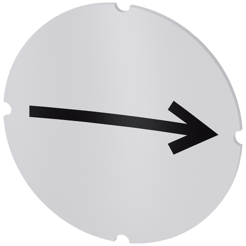 Inscription plate for illuminated pushbutton, round, milky with black font, with graphic symbol: arr