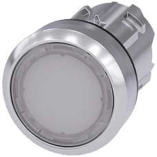 Pushbutton, illuminated, 22 mm, round, metal, high gloss, white, button