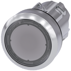 Pushbutton, illuminated, 22 mm, round, metal, high gloss, clear, button