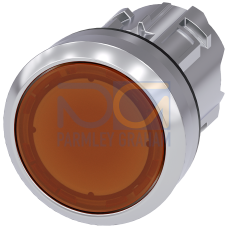Illuminated pushbutton, 22 mm, round, metal, shiny, amber, pushbutton, flat, momentary contact type