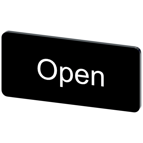 Labeling plate for snapping on or gluing to label holder, label size 12.5x27mm, black label, white f